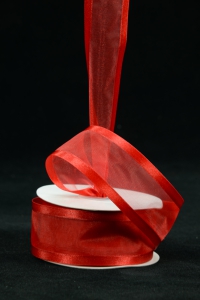 Organza Ribbon With Satin Edge , Red, 3/8 Inch x 25 Yards (1 Spool) SALE ITEM